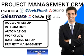 do project management crm clockshark clickup asana salesmate miro notion procore