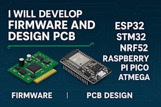develop firmware and design pcb for esp32, stm32, nrf52, raspberry pi