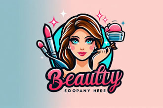 design a unique beauty mascot logo for your brand with style and personality