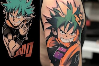 design a perfect anime or comic tattoo for you