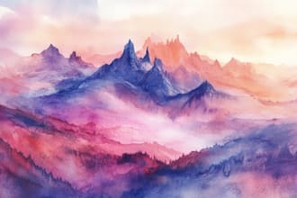 draw a watercolor landscape illustration