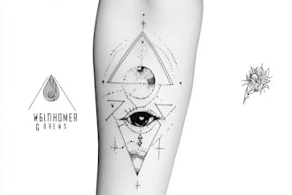 make line art, monoline geometric, minimalist tattoo design