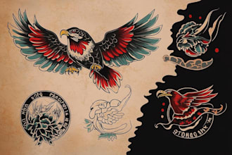 do traditional or old school style tattoo design