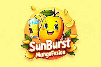 design mango drink lemonade juice logo with express delivery