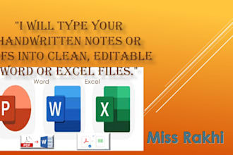 type handwritten notes or pdfs into word or excel