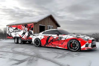 design a custom vehicle wrap, cars, pickups, trailers, etc