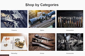 build firearm website for ammo, rifles, cartridge, gun and accessories