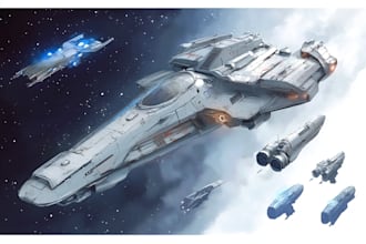 draw spaceship concept art or design a starship or scifi vehicle