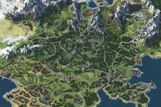 create a high quality detailed fantasy map for dnd and fiction