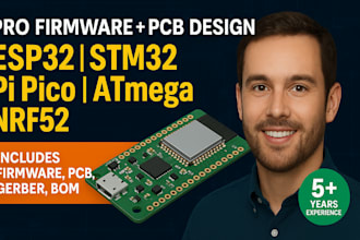 develop firmware and pcb design for esp32, stm32, atmega, nrf52, circuit design
