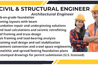 design house plan foundation framing structural analysis, US state stamp
