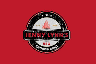 design super restaurant BBQ food truck logo