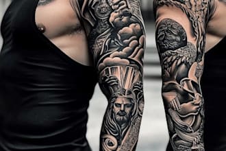 create unique custom tattoo design, tattoo sleeve