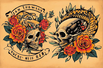 create any design in old school tattoo style