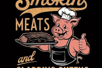 design high quality pig farm logo with t shirt design