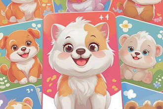 design digital illustration kids card game memory card flash card educational