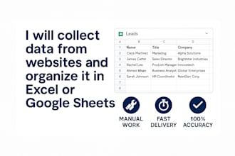 collect data from websites and organize it in excel or gs