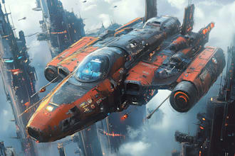 design a spaceship, sci fi illustration and sci fi art