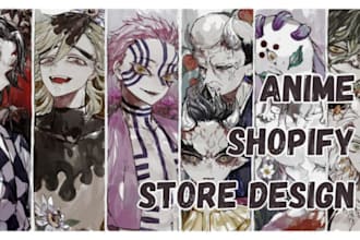 design anime shopify store anime fashion clothing shopify store manga website