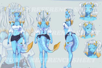design a custom furry reference sheet, fursona, anthro oc,  nsfw fursuit ref