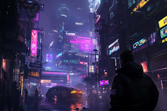 create cyberpunk city any style for any project