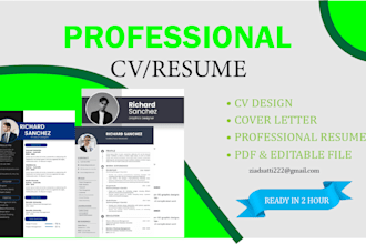 design professional resume, cv and cover letter template