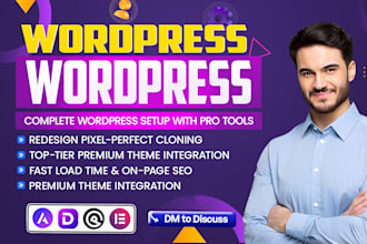build wordpress website, design with divi, elementor pro website development