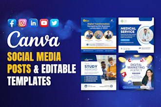 design canva logo, canva flyer, social media posts