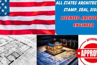 create us engineering stamp seal and sign and architectural drawings for permit