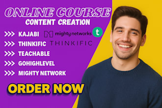 design an online course website on thinkific teachable kajabi membervault podia