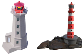 do 3d light house, tower light, beacon, coastal guide, sea sentinel