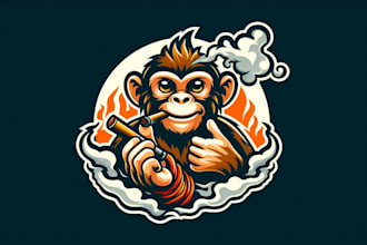 design monkey smoke mascot logo  with my own creative thinking