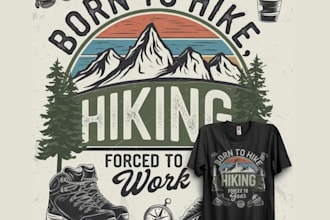 design high quality hiking t shirt logo with my fastest delivery