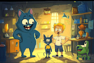 draw amazing cartoon character and scene