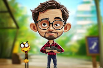 draw full body big head cartoon caricature