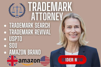 be your US licensed trademark attorney for registration, office action, sou,