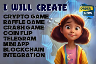 create crypto game raffle coin flip, crash, telegram miniapp,