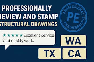 review and stamp structural drawings, city permit, washington, texas, california