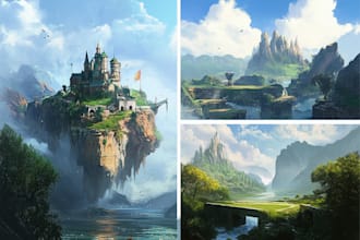 draw environment concept art, fantasy worlds