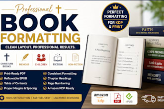 format christian, memoir, children, fiction and non fiction book formatting