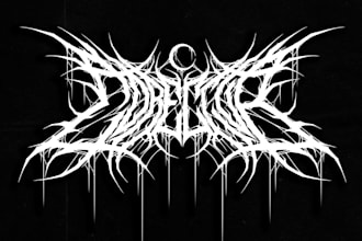 hand drawn death metal, scary, deathcore, heavy metal band logo with source file