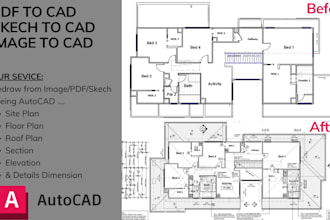 convert your pdf, image or sketch drawing to 2d cad or revit