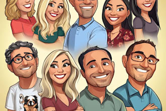 do cartoon caricature for your group or family