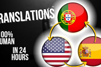 translate between portuguese, english and spanish professionally