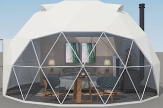 do 3d glamping dome, geodesic dome, tiny pergola, glamping pod