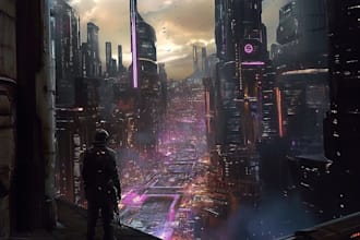 do cyberpunk futuristic city art
