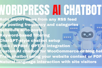 create wordpress ai chatbot  RSS feed to wordpress news automation