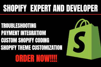 do shopify custom coding, design custom theme development and shopify bug fix