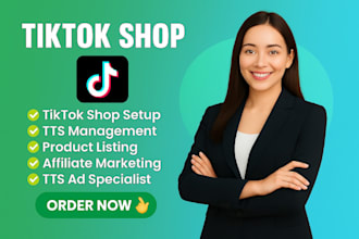 set up and optimize tiktok shop, manage affiliates and shopify integration