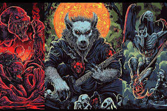 draw metal cover album and heavy metal illustration dark art